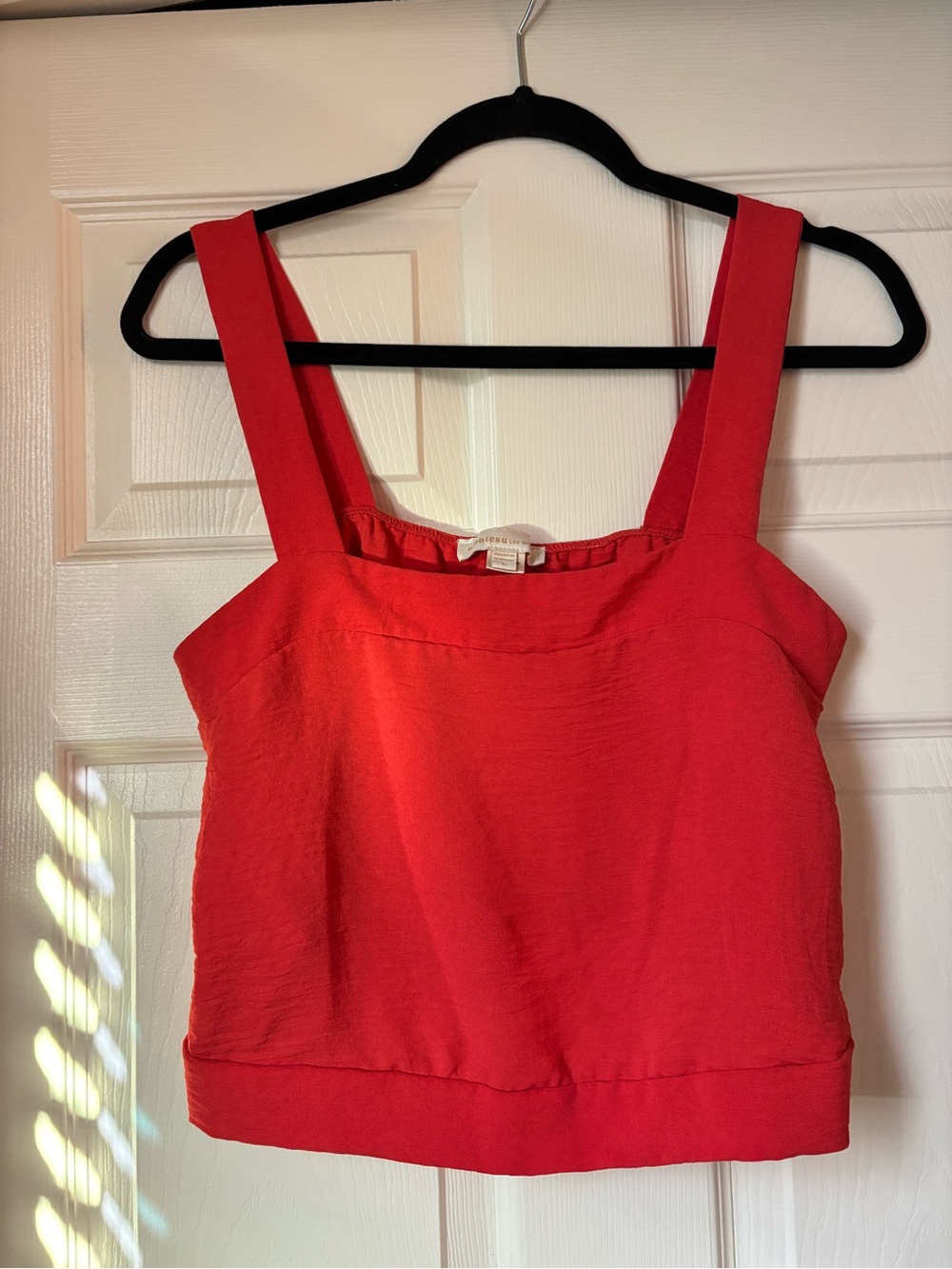 Coral Cropped Tank Top with Wide Straps